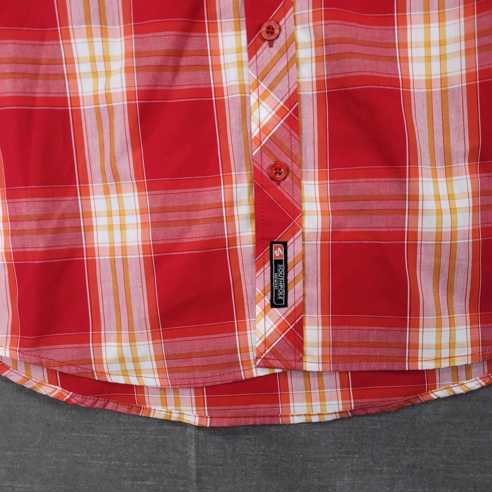 Southpole Mens XL Plaid Button Up Shirt Short Sleeve Top Red New - Picture 8 of 11
